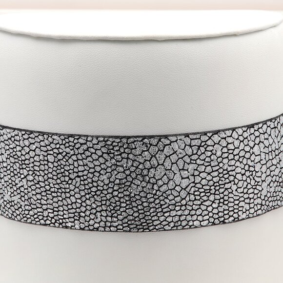 Silver Tone Choker Adjustable Length Fancy Texture Wide chokers (#78) - Picture 3 of 10